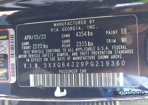 2023 Kia K5 Gt-Line из США, поврежденный, VIN 5XXG64J29PG219360